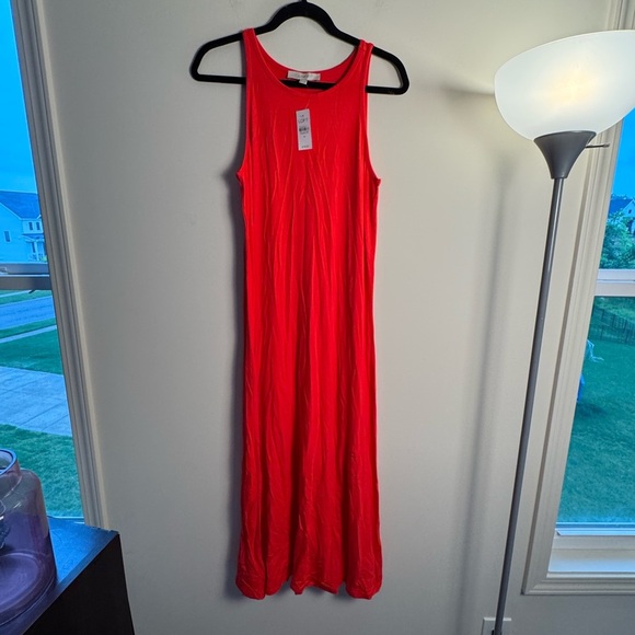 LOFT Red Sleeveless Midi Dress size Medium new with tags - Picture 1 of 5